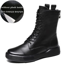 Fashion Women Boots Autumn Winter Shoes Soft Bottom 100% Genuine Leather Flat Mi - £81.52 GBP