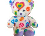 Build A Bear BABW Rainbow Hearts Peace Teddy Bear White Purple Feet 16” ... - £6.39 GBP