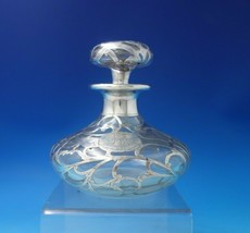 Alvin Glass Dresser Jar w/ Sterling Silver Overlay Floral #3109 6&quot; x 5&quot; (#5940) - $484.11