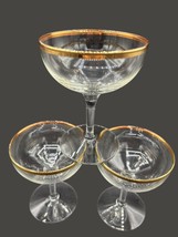 3 Vintage Gold Rimmed Champagne Stem Glasses 4 5/8&quot; - $19.76