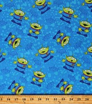 Cotton Toy Story Aliens Little Green Men Blue Fabric Print by the Yard D... - $10.95