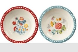 Two (2) Pioneer Woman ~ FLORAL MEDLEY ~ 5.5&quot; Mini Pie Plates ~ Stoneware (2) - £17.89 GBP