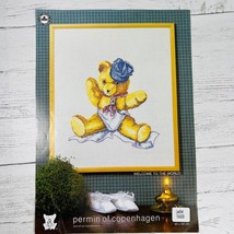 Vtg Welcome To The World Teddy Bear Cross Stitch Pattern Danish Art Need... - $19.99