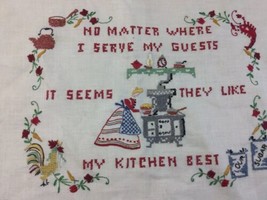 Vintage 50s Embroidered Cross Stitch Kitchen Best Poem UnFramed  13x10 - $22.73