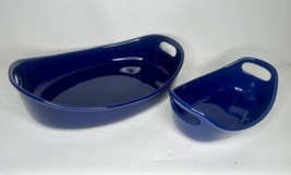 Rachael Ray | Blue Bubble &amp; Brown Set of Two 4.5 &amp; 1.25 QT Stoneware Bakeware - £31.61 GBP