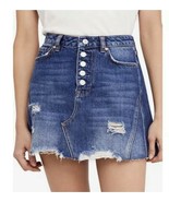 Size 25 Free People Womens Distressed Mini Denim Skirt Color: Harvey BNWTS - $27.39 CAD