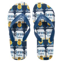 Corona Extra Repeating Can Labels Unisex Sandals Flip Flops Blue - $17.98+