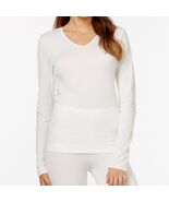 CUDDL DUDS Ivory Softwear SofTech Lace Edge V-Neck Top Warm Layers S - $459.09 MXN