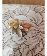 Nice Vintage 3-Tone Silver, Gold, Rose Tone Leaf Brooch Pin.  Very Unusual. - $19.13 CAD
