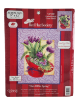 Red Hat Society Counted Cross Stitch Hats Off To Spring 9&quot;x12&quot; New &amp; Sealed - £6.05 GBP
