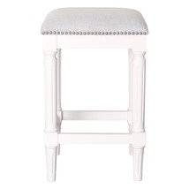 27&quot; Gray And Antiqued White Solid Wood Backless Counter Height Bar Chair - $259.45 CAD