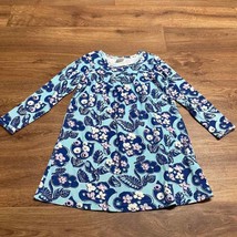 Hanna Andersson Girls Blue Purple Floral Long Sleeve Cotton Dress Size 5... - $27.72