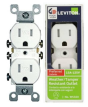 Leviton W5320-T0W 15A-125V Tamper-Resistant Duplex Receptacle - $7.92