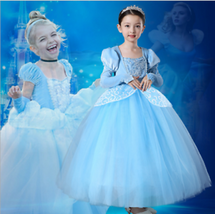 Luxury Girl Cinderella Princess Dress Long Party Dress Kid Sandy Cosplay Costume - £21.91 GBP
