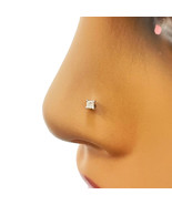 18ct White Or Yellow Gold Princess Diamond Nose Stud Pin 0.03ct 4 claw 2... - $183.59