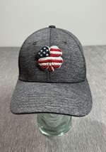 Black Clover Hat Cap Stretch S/M Gray USA Flag Golf Memory Fit Live Luck... - $19.79