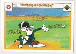 N) 1990 Upper Deck Looney Tunes Comic Ball Card #78/87 Porky Pig and Charlie Dog - £1.58 GBP