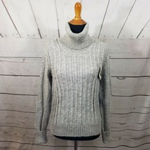 NWT Vintage Women&#39;s Lord &amp; Taylor Gray Cable Knit Alpaca Turtleneck Sweater Sz S - £38.01 GBP