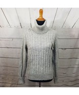 NWT Vintage Women&#39;s Lord &amp; Taylor Gray Cable Knit Alpaca Turtleneck Swea... - £39.21 GBP