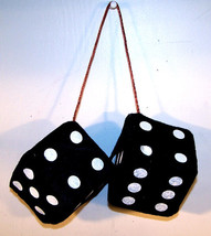 Large Black Fuzzy Hanging Dice Mirror Fur Car Plush Die Fluffy Hang 3 Inch New - £5.19 GBP