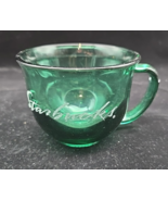 Starbucks Etched Green Transparent Glass Cappuccino Cup/Mug 16oz Wide Rim  - $246.77 MXN