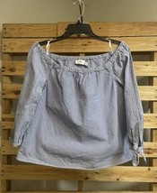 Vineyard Vines Blue Stripe Seersucker Off The Shoulder Preppy Top Size 6... - $234.46 MXN