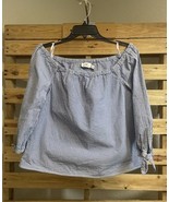 Vineyard Vines Blue Stripe Seersucker Off The Shoulder Preppy Top Size 6... - €10,58 EUR