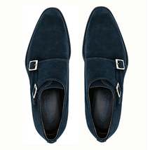 Giovacchini By Belvedere Italian Shoes Double Monk Strap Suede Navy Francesco image 3