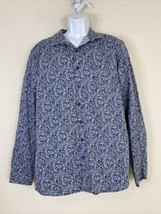 Marc Anthony Men Size XXL Blue/White Floral Leaves Button Up Shirt Long ... - £5.31 GBP