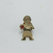 Vintage Gold Tone Enamel Girl Sillhouette Lapel Hat Pin - $5.34