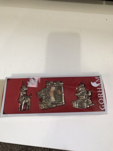 Gorham Silver Plated ornaments lot of 3 new Santa Reindeer Northpole  - $6.92
