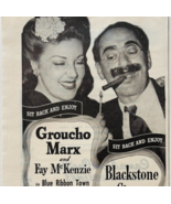 1944 Groucho Marx Blue Ribbon Town Movie Advertisement Blackstone Cigars... - $560.63 MXN
