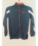Under Armour Youth Medium Gray Full Zip Athletic Jacket With Orange Zipp... - $14.99