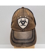 Ariat Distressed Brown Hat Cap Strapback Black Mesh Back One Size Adjustable - $17.73