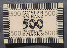  German 500 Mark 1922 Goslar Am Harz Uncirculated Banknote Watermarked - $9.49