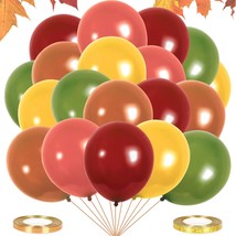 100Pcs Thanksgiving Fall Balloons With Ribbons 12 Inch Harvest Autumn Classic Co - £25.29 GBP