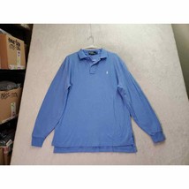 Polo by Ralph Lauren Polo Shirt Men Medium Blue Cotton Long Sleeve Slit Collared - £15.15 GBP