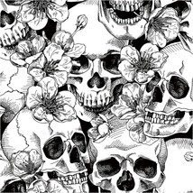 Sugar Skull Floral Peel And Stick Wallpaper For Bedroom Black/White Remo... - £21.09 GBP
