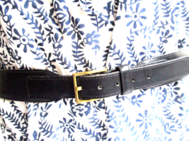 Dooney &amp; Bourke Black Leather Dress Belt Solid Brass Buckle Women&#39;s Size Medium - £26.56 GBP
