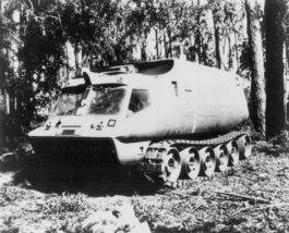 1970’s UFO SHADO Mobile rolls out in forest setting b/w 8x10 scene - $6.49