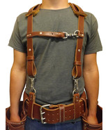 LEATHER WORK SUSPENDERS - Amish Construction Belt &amp; Back Support USA HAN... - £123.85 GBP