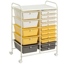 15-Drawer Storage Rolling Organizer Cart-Yellow - Color: Yellow - $2,617.99 MXN
