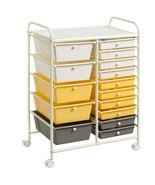 15-Drawer Storage Rolling Organizer Cart-Yellow - Color: Yellow - $2,621.42 MXN