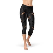 Womens Sports Stripes Black Capri Leggings - $45.04