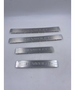 Set of 4 Chevrolet OEM Door Step Sill Plates Silver Square Edge Light Sc... - £21.65 GBP