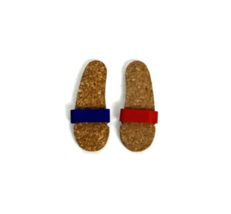 Vintage Ken Allan Doll Blue Red Strap &amp; Cork Sandals Shoe Singles Lot Ba... - $14.50
