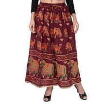 Womens Wrap skirt ethnic Elephant Print 39&quot; Maroon (Free size upto 44-XX... - $32.13