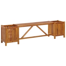 Garden Bench with 2 Planters 150x30x40 cm Solid Acacia Wood - £52.26 GBP