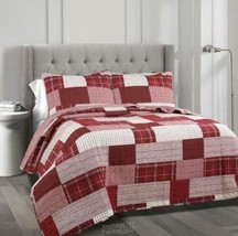 Lush Décor Greenville Quilt Set Red King - £112.06 GBP