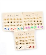 NEW 12 Pairs of Earrings on A Card - Spikes, Studs &amp; Crosses - Black, Bl... - £1.59 GBP